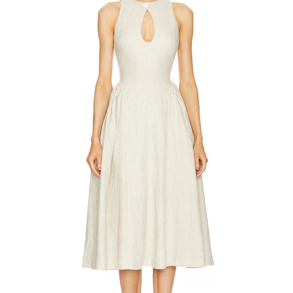 LPA Cream Halter Midi Dress with Cutout Details